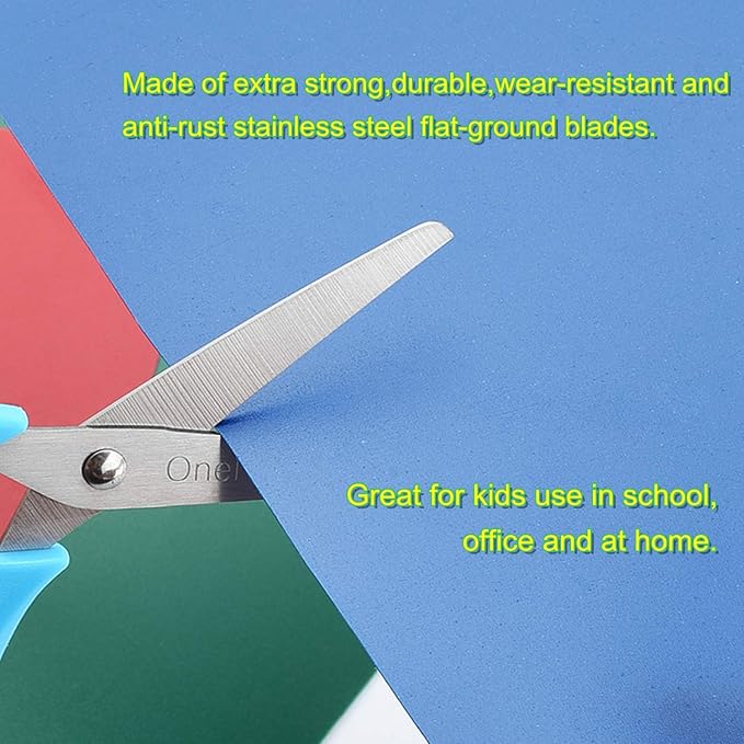 5" Kids Scissors,12 Pack Safety Children Scissors,Stainless Steel Blades Comfort-Grip Handles Small Craft Scissor for Kids,Great for DIY,Arts,Home,School Classroom Student Use Assorted Colors