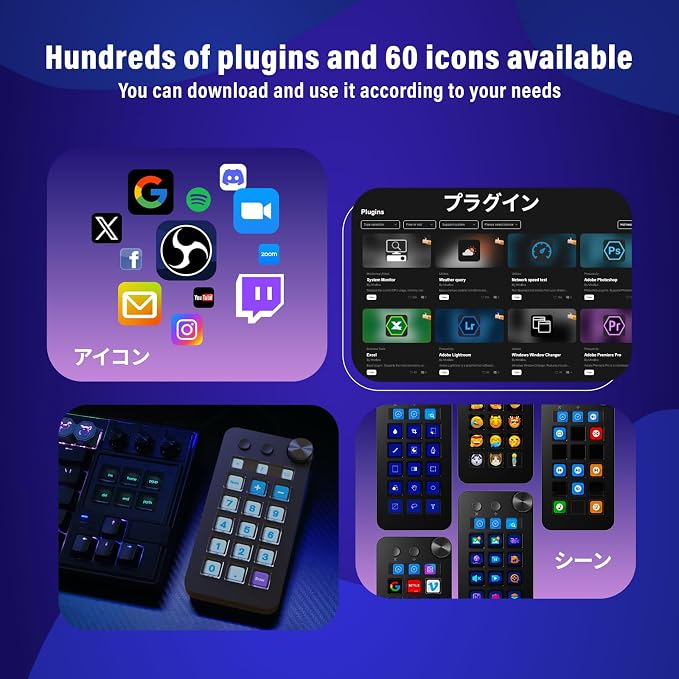 Streaming Deck,Macro pad/Calculator/Numeric Keypad Three Modes | 15 Customizable Macro Keys and LCD Bar,Large Dial,Work Efficiency Device,Compatible with Windows and Mac(N1 Black)