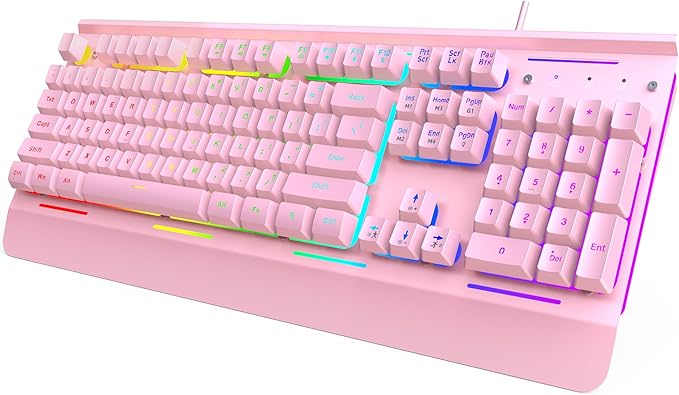 TECKNET Wired Gaming Keyboard, RGB Backlit Keyboard with Metal Panel Design | 15-Zone RGB Illumination, Whisper Quiet Design, IP32 Water Resistance, 25 Anti-ghosting Keys, Ergonomic Design