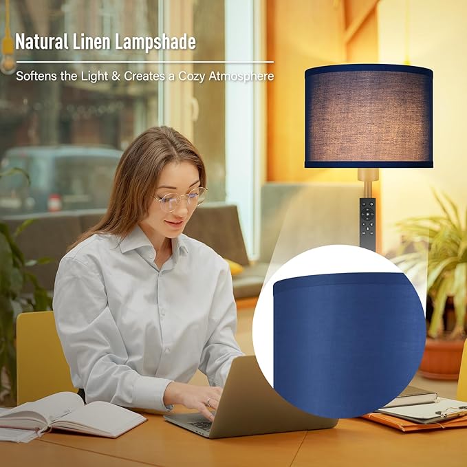 Floor Lamps for Living Room, Stepless Dimmable Blue Floor Lamp with Remote, 2700K-6500K Colors Temperature & Brightness Adjustable,10W/1200LM LED Floor Lamp, Modern Standing Lamp for Bedroom/Office