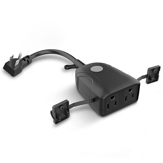 Feit Electric Smart Outdoor Plug, WiFi Waterproof Plug, 2 Grounded Sockets & TayMac MM410C Single Horizontal/Vertical Mount 1-Gang Weatherproof in-Use Electrical Outlet Cover, 2.75 in, Clear