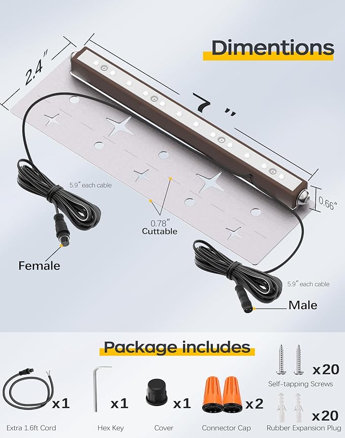 10 Pack 7 Inch Landscape Lighting, 2.5W Hardscape Step Lights 12V-36V AC/DC, Low Voltage Outdoor Step Lights, Retaining Wall Lights, IP67 Waterproof Pavers Lights 2700K