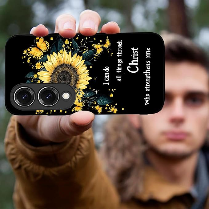 Designed for Galaxy S25 Edge Phone Case,Slim Silicone Shockproof Protective Case for Galaxy S25 Edge 6.7 inch,Sunflower Butterflies