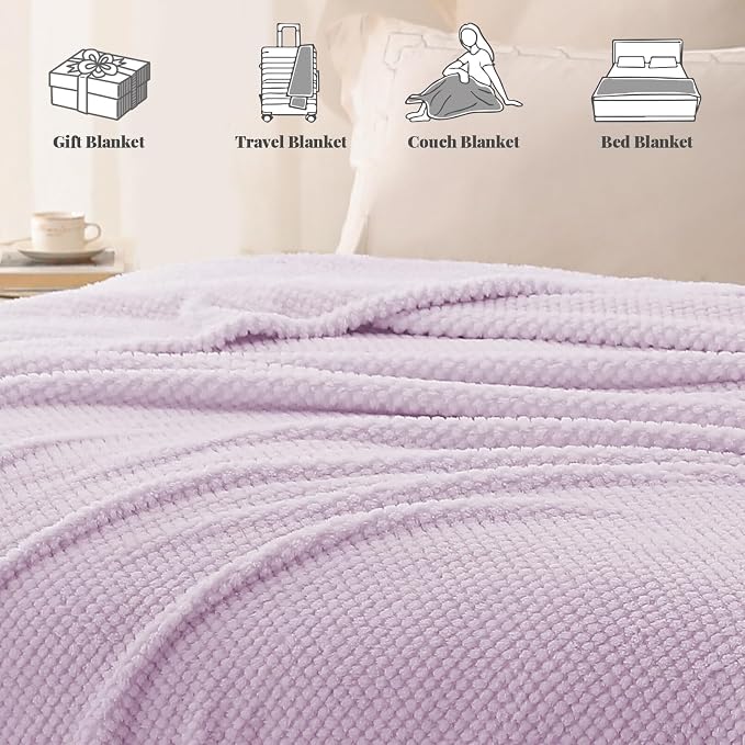 Whale Flotilla Extra Large Soft Fleece Throw Blanket for Couch | 50x70 Inch, Lilac, Suitable for Sofa Chair Bed, Fluffy Fuzzy Jacquard Blankets for All Season, Lightweight and Cozy