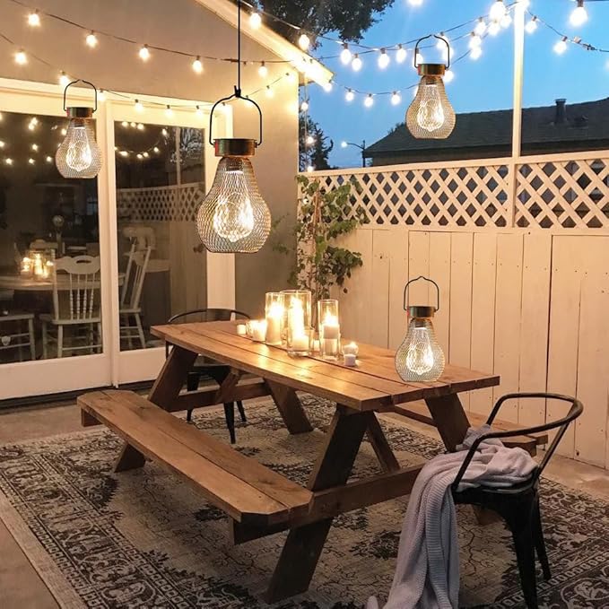 Solar Lanterns Outdoor Hanging Lights for Porch Waterproof,2 Pack Solar Lights Led Powered Lanterns Decorative for Outside Yard Garden Patio Pathway Decor