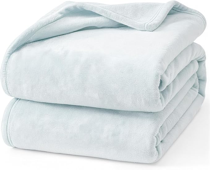 Hansleep King Ice Blue Fleece Blanket, Soft Flannel Bed Blanket | Fuzzy Cozy Blanket 90x108 Inches, Multi-use for Bed, Sofa, Couch, Travel, Camping, All Season Warm Lightweight Cover