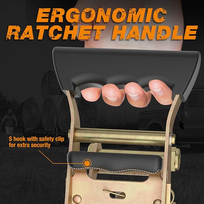 4PC 1.5" x15ft Ratchet Straps Heavy Duty-3000 lbs Break Stength,1000lbs Working Load-Cargo Tie Down Straps with Coated Double J Hooks for Securing Household Appliances, ATVS or Motorcycles