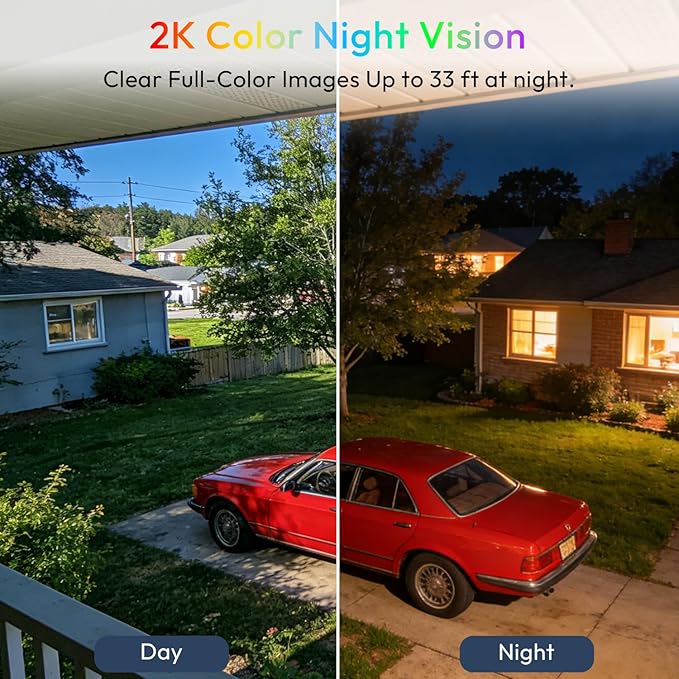 4PC Wireless Solar Outdoor Security Camera, 2.4/5G WiFi Outdoor Camera Wireless with Solar Panels,2K Color Night Vision, IP65 Waterproof, AI Motion Detection, 2 Way Talk, IP65, SD/Cloud,Works w/Alexa