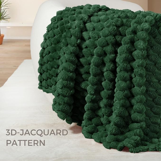 Whale Flotilla Soft Fleece Twin Size Bed Blanket 3D Jacquard, Emerald Green | Lightweight Coverlet Bedspread, Super Cozy Plush Fluffy Fuzzy All‑Season Decorative Blanket for Bed, Dorm Essentials, 60"x80"