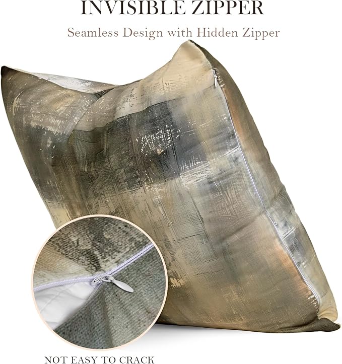 Abstract Throw Pillow Covers, Brown Tan Gray, 20x20, Set of 4 | Taupe Modern Abstract Art Decorative Cushion Covers, Neutral Pillow Cases for Sofa Couch Bedroom Living Room