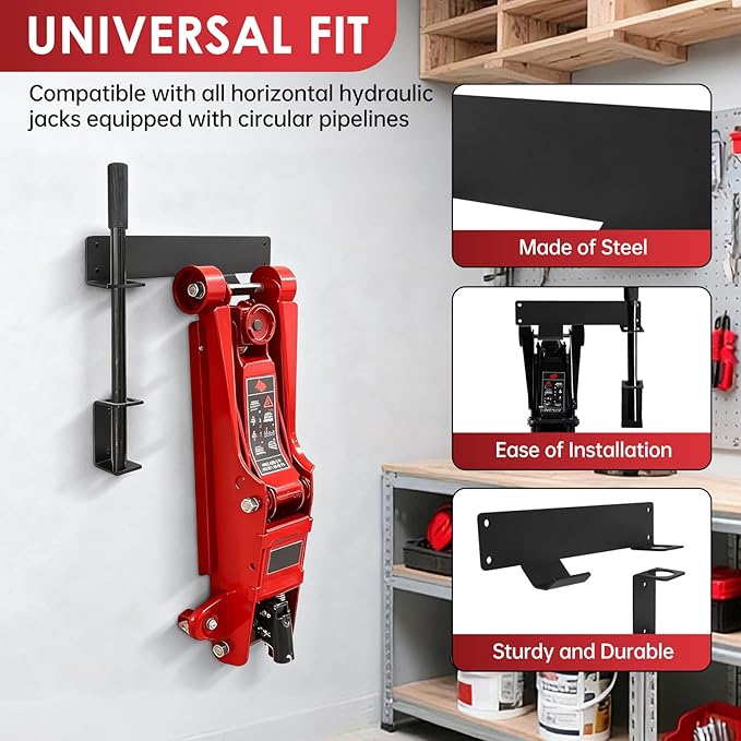 Floor Jack Wall Mount with Handle Holder, Floor Jack Holder, Hydraulic Trolley Jack Stand Accessories