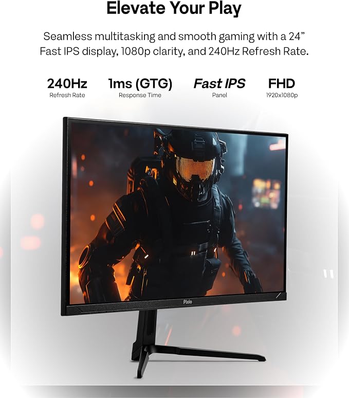 Pixio PX249 Wave 24 inch 240Hz Refresh Rate FHD 1080p Resolution Fast IPS Panel 1ms GTG Response Time Built-in Speakers Gaming Monitor with Adaptive Sync