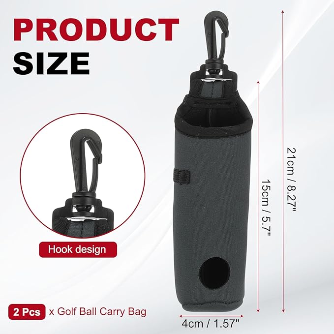 uxcell Golf Ball Carry Bag, Waist-Mounted Storage Bag Neoprene Golf Tee Holder Pouch with Lightweight Hook for Men and Women