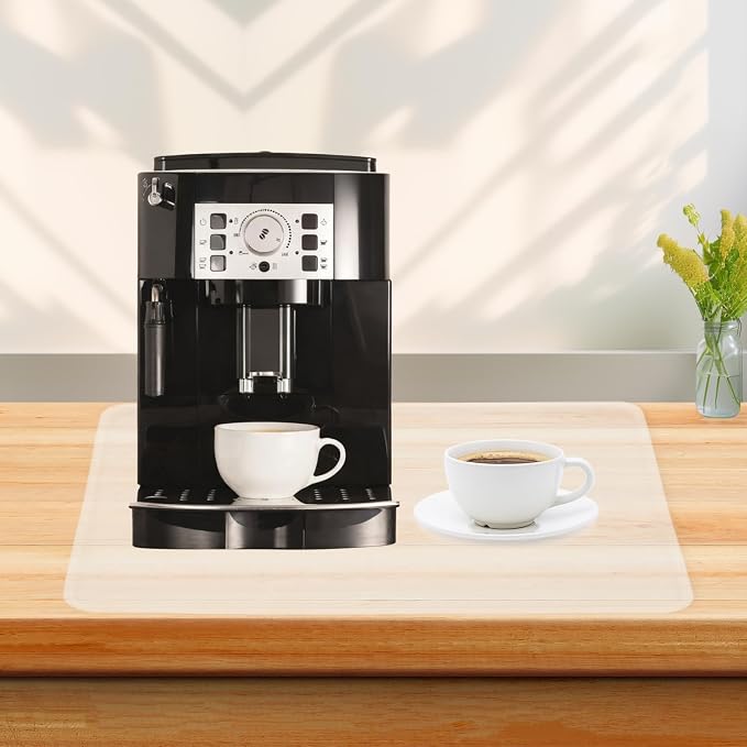 Clear Coffee Mat, 19.7"x15" Coffee Mat, Espresso Maker and Kitchen Counter, Bar Accessories for Countertop, Dish Drying Mat, Anti-Slip, Anti-Vibration Pad for Espresso Machine