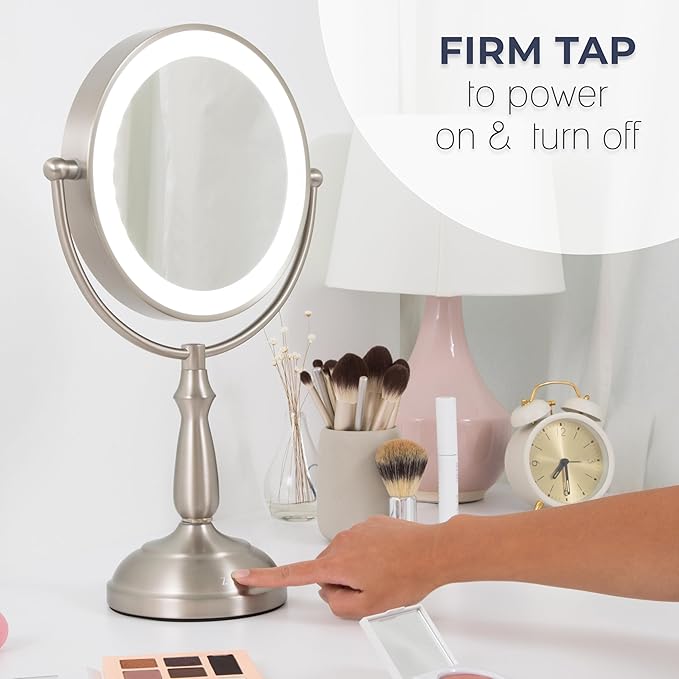 Zadro 11" Makeup Mirror with Lights and Magnification Dimmable Touch LED Lighted Makeup Mirror with Magnification (Large | 11" x 17" | 10X/1X, Chrome)