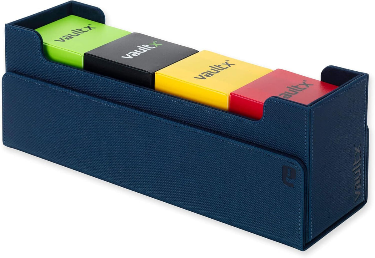 Vault X Trading Card Storage Box - Premium Exo-Tec Material, Detachable Magnetic Lid & Organizers | Blue