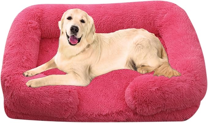 Dog Beds Large Sized dog Orthopedic, Sofa Dog Bed with Waterproof Lining and Nonskid Bottom, Rectangle Washable Dog Bed for Medium Small Dogs and Cats Comfortable ( Color : Red1 , Size : 43 x 27" )
