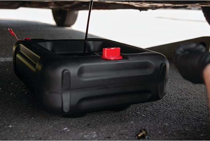 Performance Tool W4077 16-Quart Oil Drain Container, Deep Drain Well, Integrated Handle, Sealing Rubber Gaskets, Black