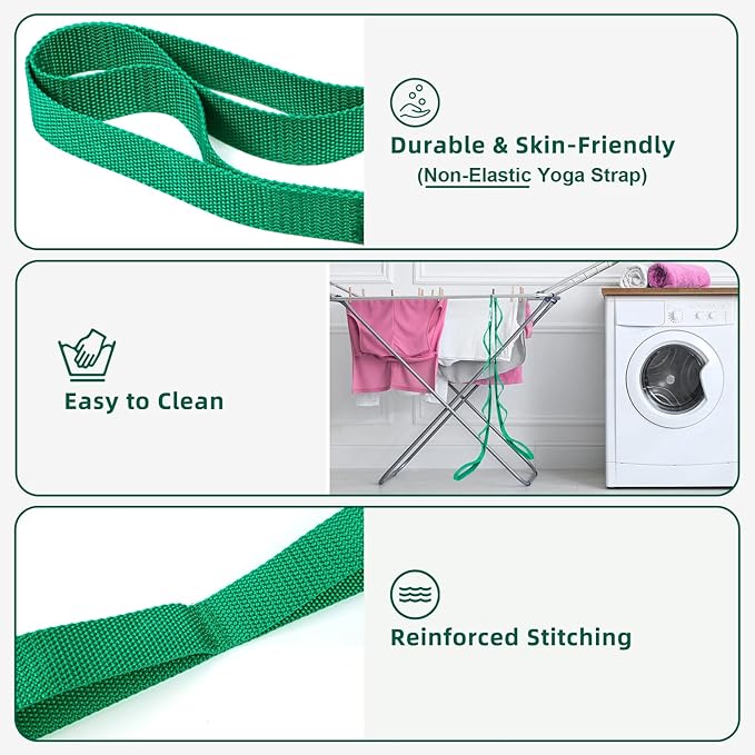 Stretching Strap Yoga Straps for Physical Therapy, 10 Loops Non-Elastic Stretch Band for Pilates, Flexibility, Exercise and Gymnastics