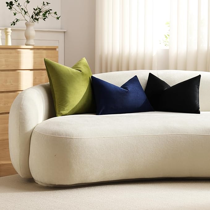 Throw Pillow Covers 16x16 Chartreuse: Pack of 2 Cozy Soft Velvet Square Modern Luxury Decorative Throw Pillow Cases for Sofa Couch Living Room Bed Home Decor