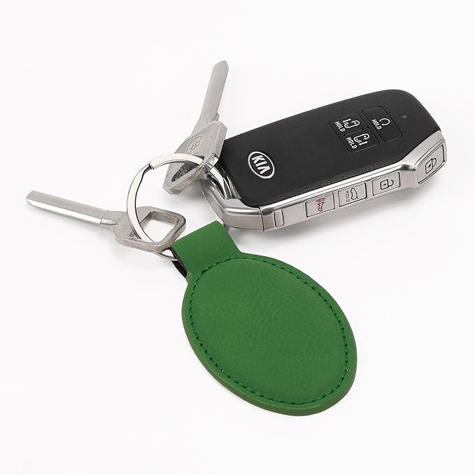 LaserGram Oval Keychain, Palm Trees, Personalized Engraving Included (Green)