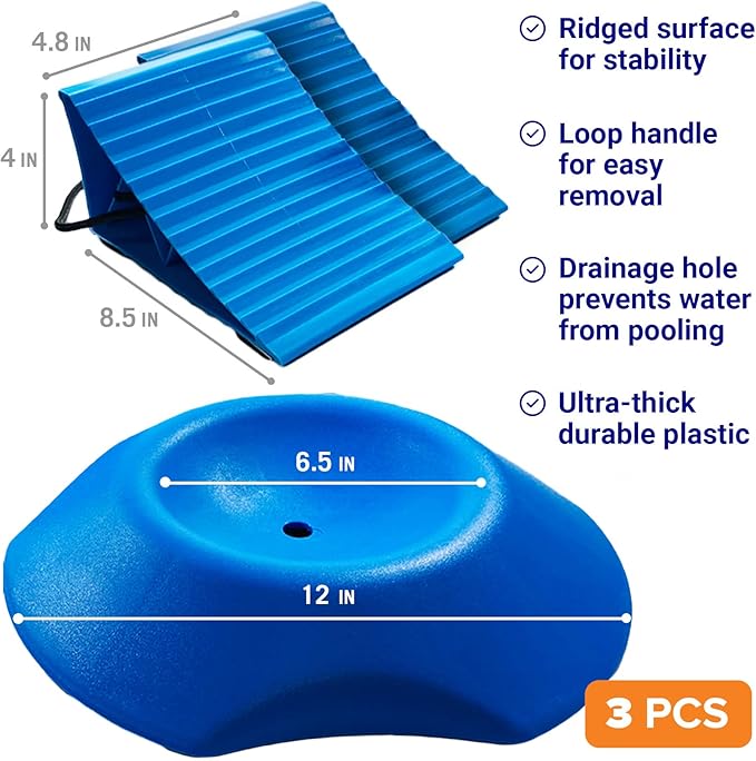 Trailer Wheel Chocks with Rope and Wheel Dock, for Boat Trailers, Travel Campers, RV Accessories, Travel Trailers, and All Trailer Tires