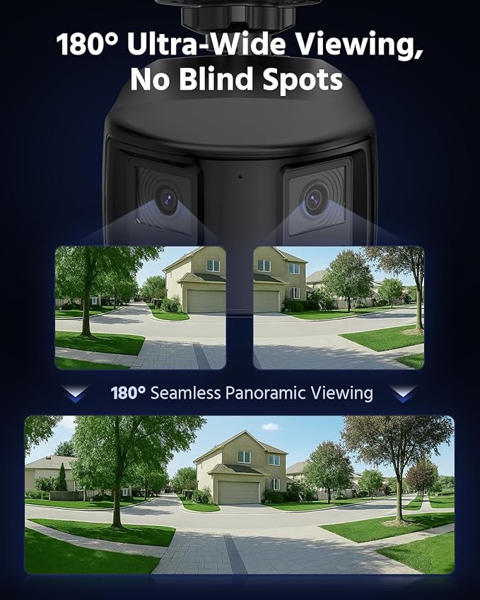 ANNKE FCD800 4K 8MP Dual-Lens PoE Security Camera, 2mm 180��Wide Angle, Smart Dual Light Color Night Vision, Two-Way Audio, Light&Sound Alarm, AI Human/Vehicle Motion Detection, H265+, IP67