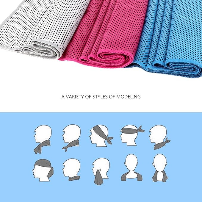 Biange Cooling Towel (Pack of 20, 40"x12") with Pouches for Sports, Workout, Fitness, Gym, Yoga, Golf, Pilates, Travel, Camping & More