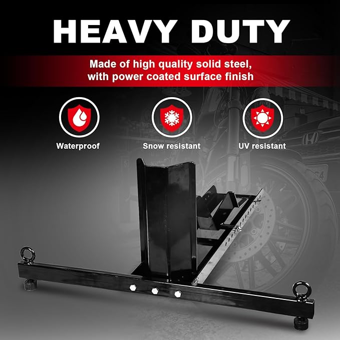 Jack Boss Motorcycle Wheel Chock, Motorcycle Stand Up to 1800LBs, Wide Range 3 Inch to 5 Inch Support Adjustable Front Tire Stand Chocks for Trailer and Truck, Suitable for Most Motorcycles