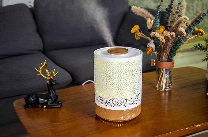 BlueHills Premium 2500 ML Set of 2 Extra Large Essential Oils Diffusers for Big Rooms High Mist Output XL Huge Capacity Adjustable Cool Mist Great Gift – Wood Grain and a Design