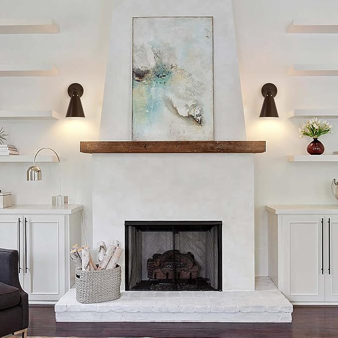 Oil Rubbed Bronze Farmhouse Wall Sconces Set of Two, Rustic Adjustable Interior Sconce Light Fixture Hardwired with Metal Shade,Indoor Industrial Lamp for Hallway,Bedroom,Living Room