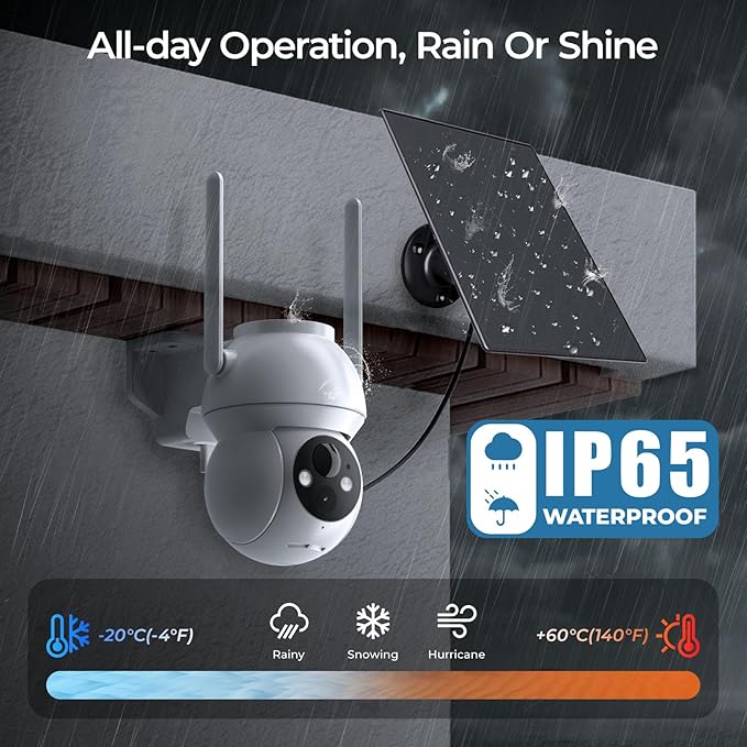 Solar Security Camera Wireless Outdoor, 2K HD Color Night Vision Home Security Camera System with 360° View Battery Powered Spotlight & Siren WiFi Camera Outdoor Motion Sensor and 2-Way Audio 4 Pack
