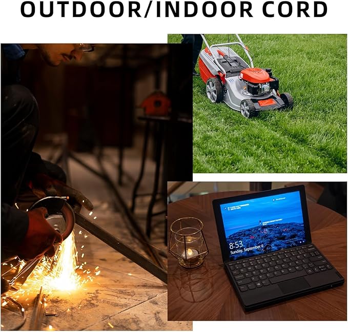 EP 12/3 25 FT Indoor Outdoor Black Extension Cord Waterproof, 12 Gauge 3 Prong Power Cord Flexible Resistant Appliance Extension Cable Electric Cable Outside, 15A 1875W 12AWG SJTW, ETL Listed