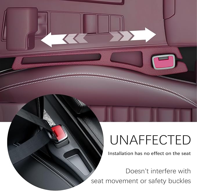 2PCS Car Seat Gap Filler Organizer,2 in 1 Car Gap Filler with Fill and Storage Function for Storing Phones Keys Cards,Universal Multifunctional No Drop Seat Guard for Cars (Red)