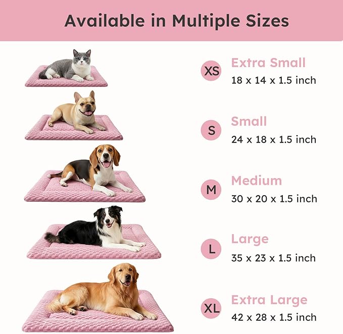 Dog Bed Mat, Dual-Sided Dog Crate Bed Mat - Ultra Soft & Machine Washable Kennel Pad for Cats and Extra Small Dogs, All-Season Comfort Pet Bed for Crates, Travel, and Home, Pink, 18 x 14 Inch