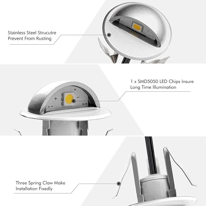 30 Pack LED Stair Lights Kit Outdoor 1-2/5" 0.2W-0.4W Low Voltage Waterproof IP65 Multi-Color RGB Recessed Wood LED Deck Lighting Yard Garden Patio Step Landscape Pathway Decor Lamps（RGB）