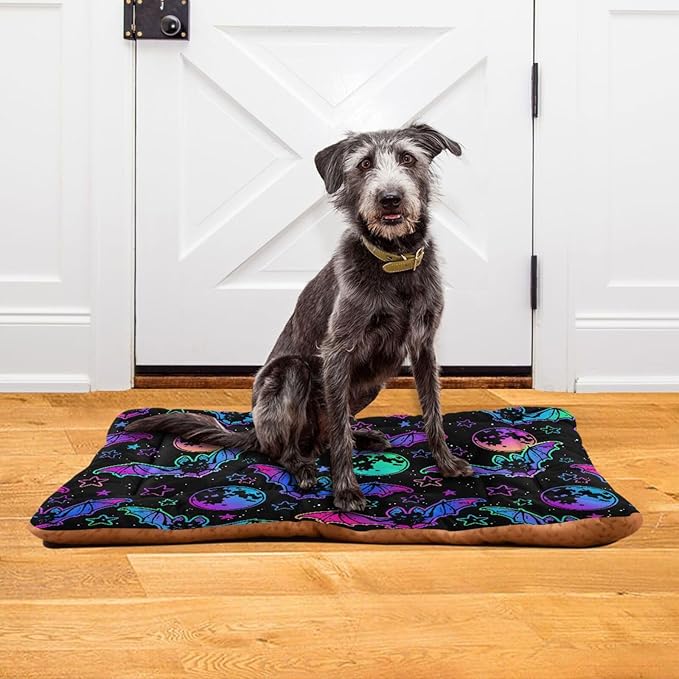Pet Bed Halloween Bat Moon Dog Bed Mat Absorbing Non Slip Pad Pet Sleeping Mat for Small, Medium, and Large Dogs Puppy Cat 36 in x 24 in