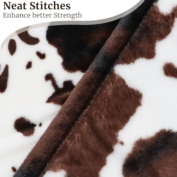 Cow Print Blanket Flannel Fleece Twin Size Blankets and Throws Fuzzy Lightweight Warm Cozy Black Cow Blankets Soft Microfiber Couch Sofa Throw Blanket Gift for Adults All Seasons 60" x 80"