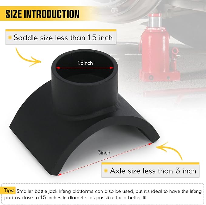 PTNHZ Steel Bottle Style Jack Adapter Lifting Axle Saddle for 3 inch Tube Black