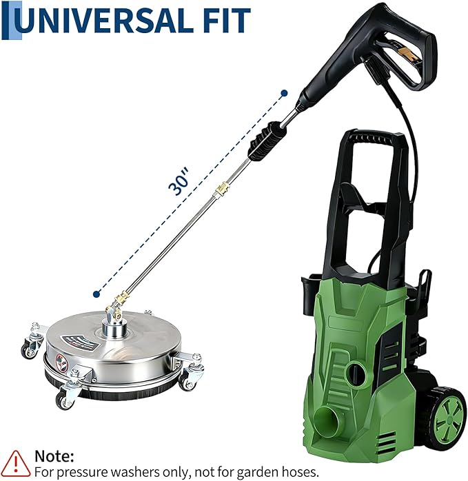 18" Pressure Washer Surface Cleaner with 4 Wheels, Stainless Steel Surface Cleaner for Pressure Washer Attachment for Patio, Sidewalk, Deck and Driveways