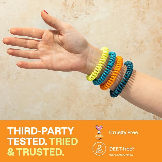 Cliganic 25 Pack Mosquito Repellent Bracelets for Adults & Kids - Natural DEET-Free Bands, Individually Wrapped