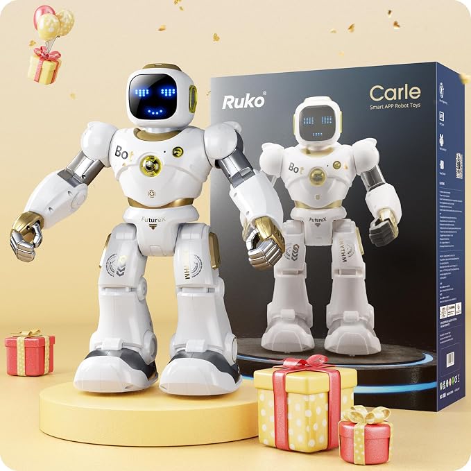 Ruko 1088 Programmable Robot Toy for Kids, STEM Learning Gift, Gold | Large Interactive Robot with Remote Control, App Control, Birthday Gift for Boys & Girls Ages 4 5 6 7 8 9