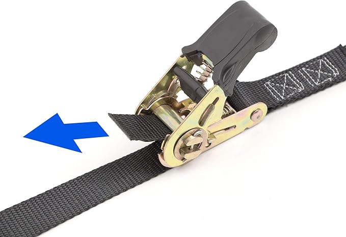 PowerTye - Endless Ratchet Strap - 1in x 10ft Easy Grip (Hookless), Tie Down Strap w/ 400 lb. Working Load Limit / 1,200 lb. Break Strength, Ideal for Motorcycle, Truck Beds, & Cargos, Black 2-Pack