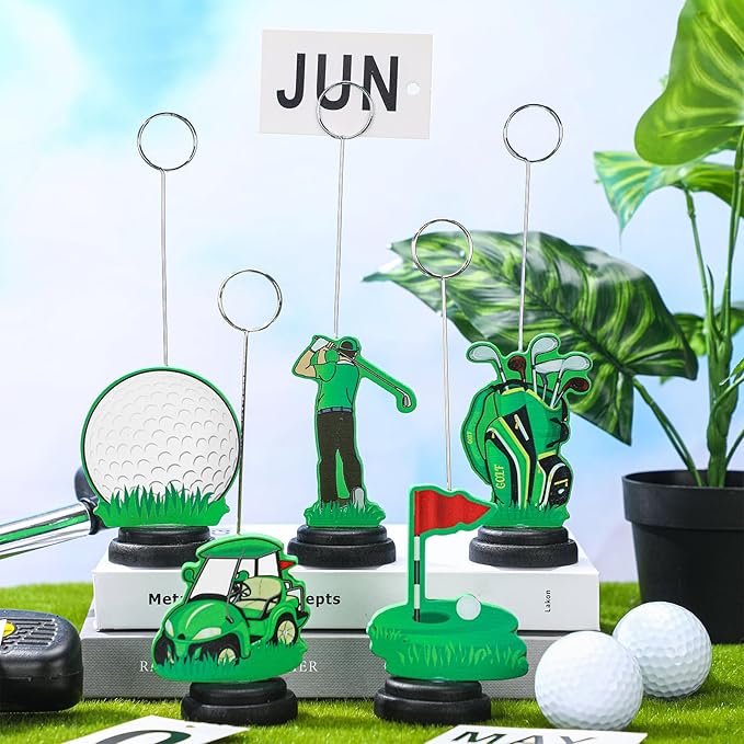5 Pcs Golf Ball Photo Balloon Holder Table Centerpieces Holders Golf Themed Decoration Place Card Holder Photo Clips Holder for Home Birthday Wedding Party Decor