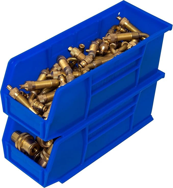 Akro-Mils 30224 AkroBins Plastic Storage Bins, Space-Saving Stackable Bins for Garage, Pantry, Craft Organization, 11" L x 4" W x 4" H, Blue, 12-Pack