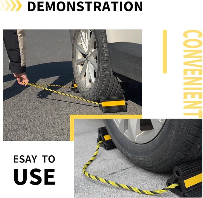 Rv Wheel Chocks for Trailers Camper Trucks and Small Aircraft Wheel Chock 2Pair4Pack Wheel Chocks Block with 3 Reflective Strips Versatile Heavy Duty Solid Rubber Wheel Immobilizers & Chocks