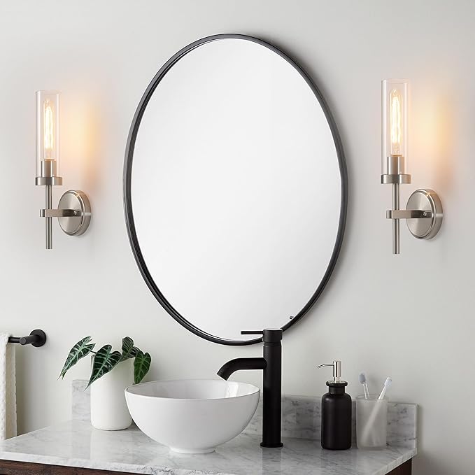 Wall Sconces Set of Two,Brushed Nickel Bathroom Sconces Wall Lighting with Clear Glass, Modern Sconces Wall Decor Set of 2 Wall Light fixtures for Bathroom Mirror Living Room Hallway Bedroom Wall Lamp