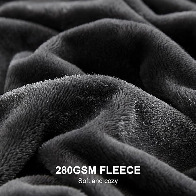 Hansleep Twin Dark Grey Fleece Blanket, Soft Flannel Bed Blanket | Fuzzy Cozy Blanket 60x80 Inches, Multi-use for Bed, Sofa, Couch, Travel, Camping, All Season Warm Lightweight Cover