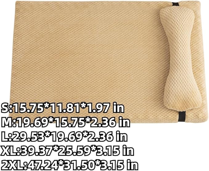 Dog Bed for Small Medium Large Dogs, Dog Mattress with Removable Pillow for Crate Kennel, Sofa Dog Bed, Super Soft Pet Bed for Dogs and Cats, Pet Beds & Furniture (Brown,Small)