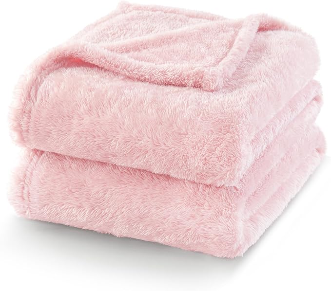 Exclusivo Mezcla Fuzzy Plush Fleece Bed Blanket King Size, Light Pink | 104x90 Inches, Super Soft and Cozy Bed Blanket, Fluffy Decorative Bedding for Livingroom, Bedroom, All Season
